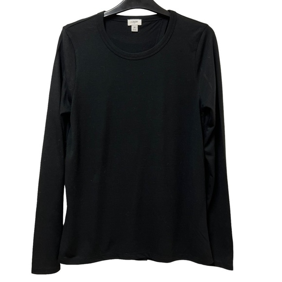 J. Crew Black Long Sleeve Split Back Top Size Medium - Picture 1 of 5